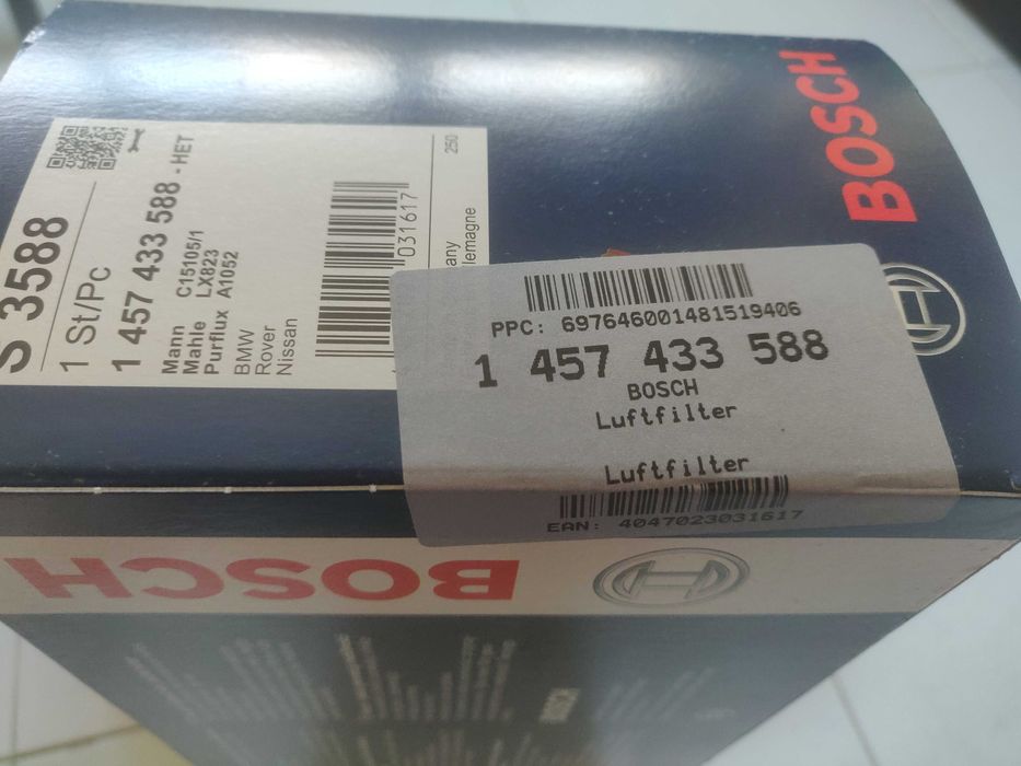 Filtro Ar BMW (Bosch) e escovas Bosch Aerotwin AP19 U e AP24 U