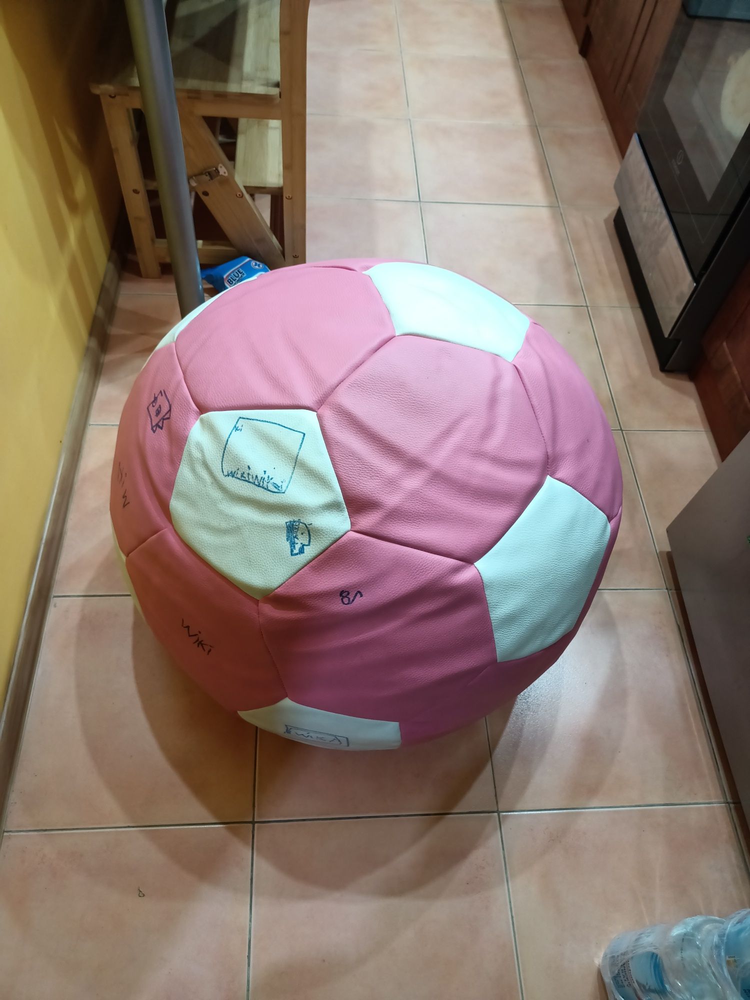 Pufa piłka 56cm różowo biała