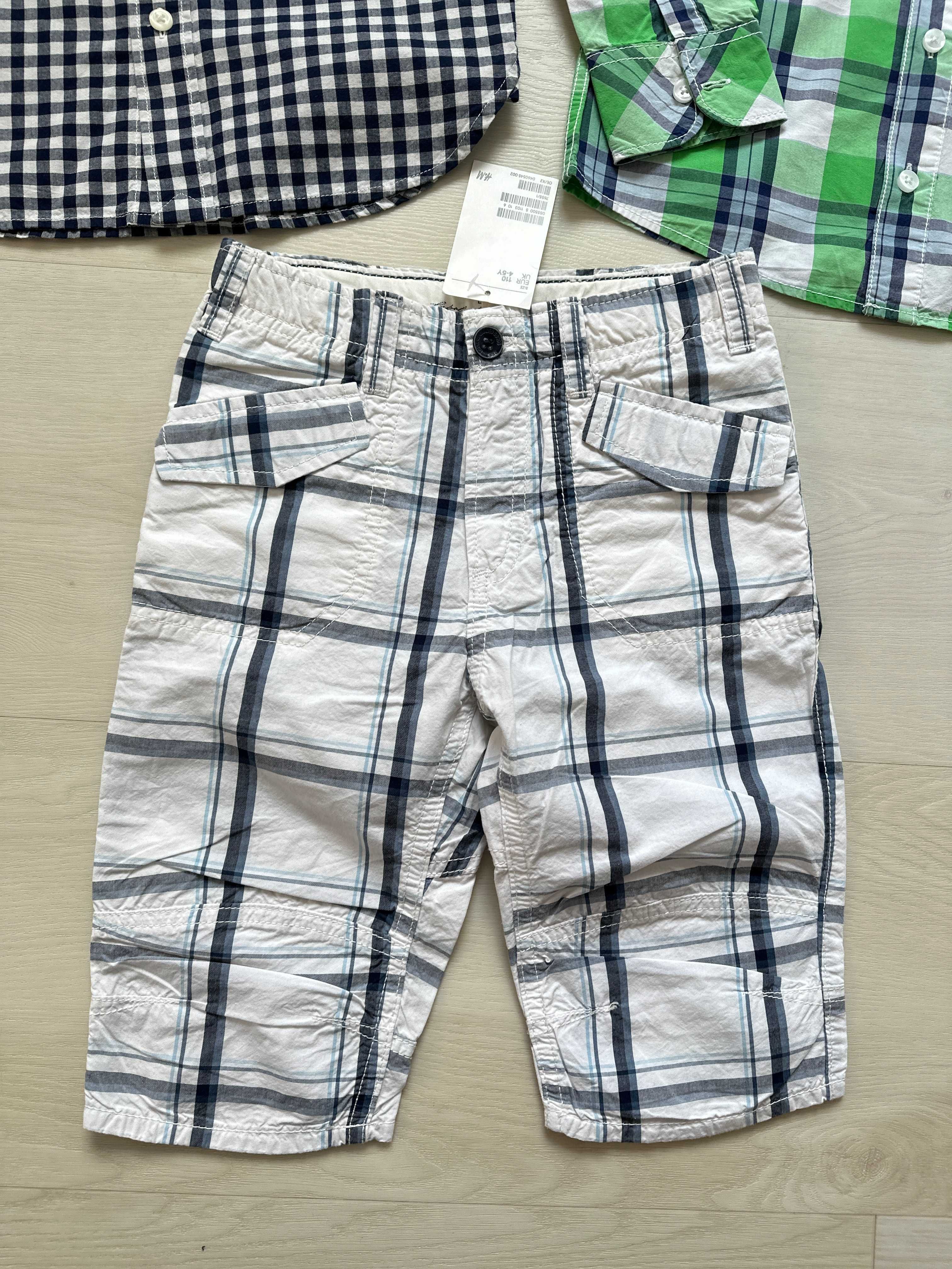 zestaw dla chłopca 3 szt 110 2xkoszula GAP Benetton nowe spodenki H&M