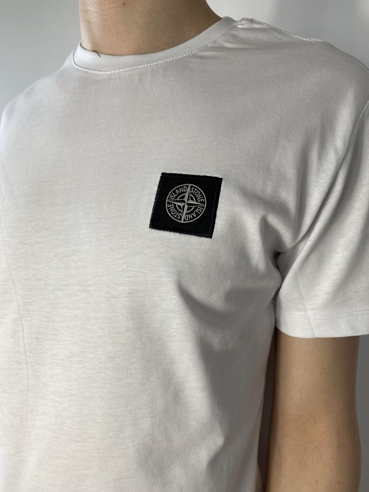 Koszulka biała t-shirt Stone Island Premium bawełniana