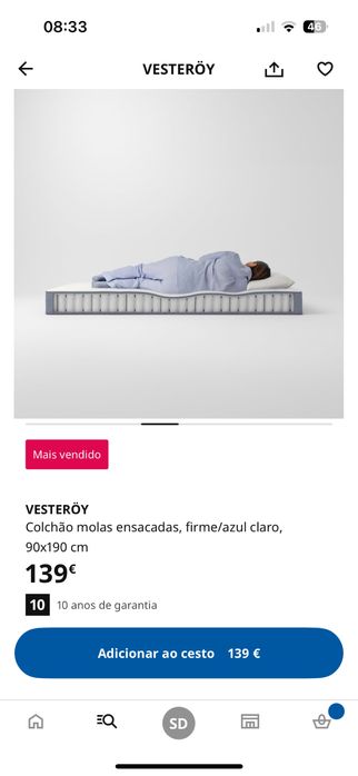 Colchao ikea 90x190