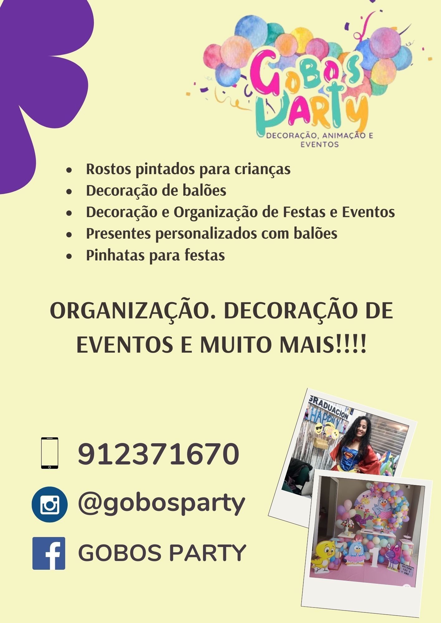 Decoração e organização de festas e eventos GOBOS PARTY