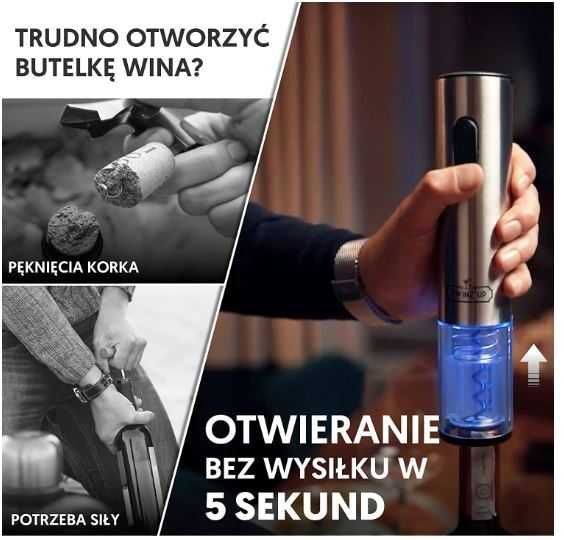 Twinz'up Korkociąg elektryczny do wina, stacją ładującą