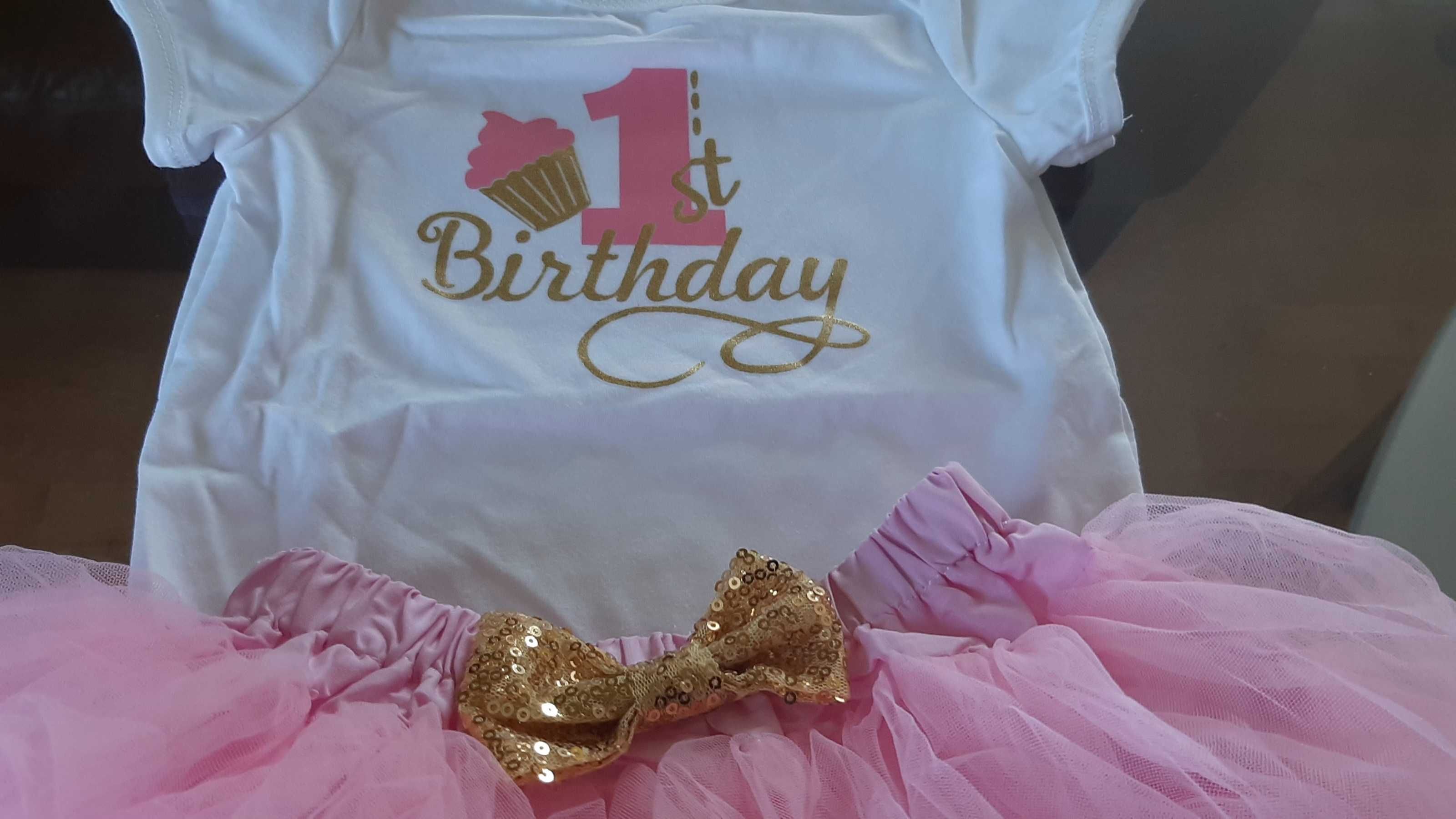 Komplet,strój na pierwsze urodziny dla dziewczynki Nowy 80сm