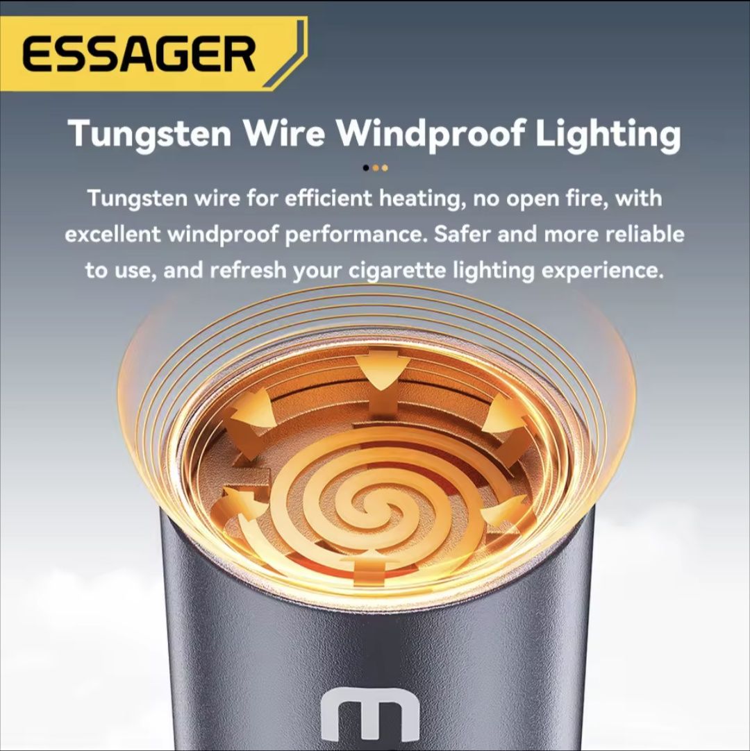 Портативний прикурювач Essager USB-C Mini Cigarette Lighter Grey