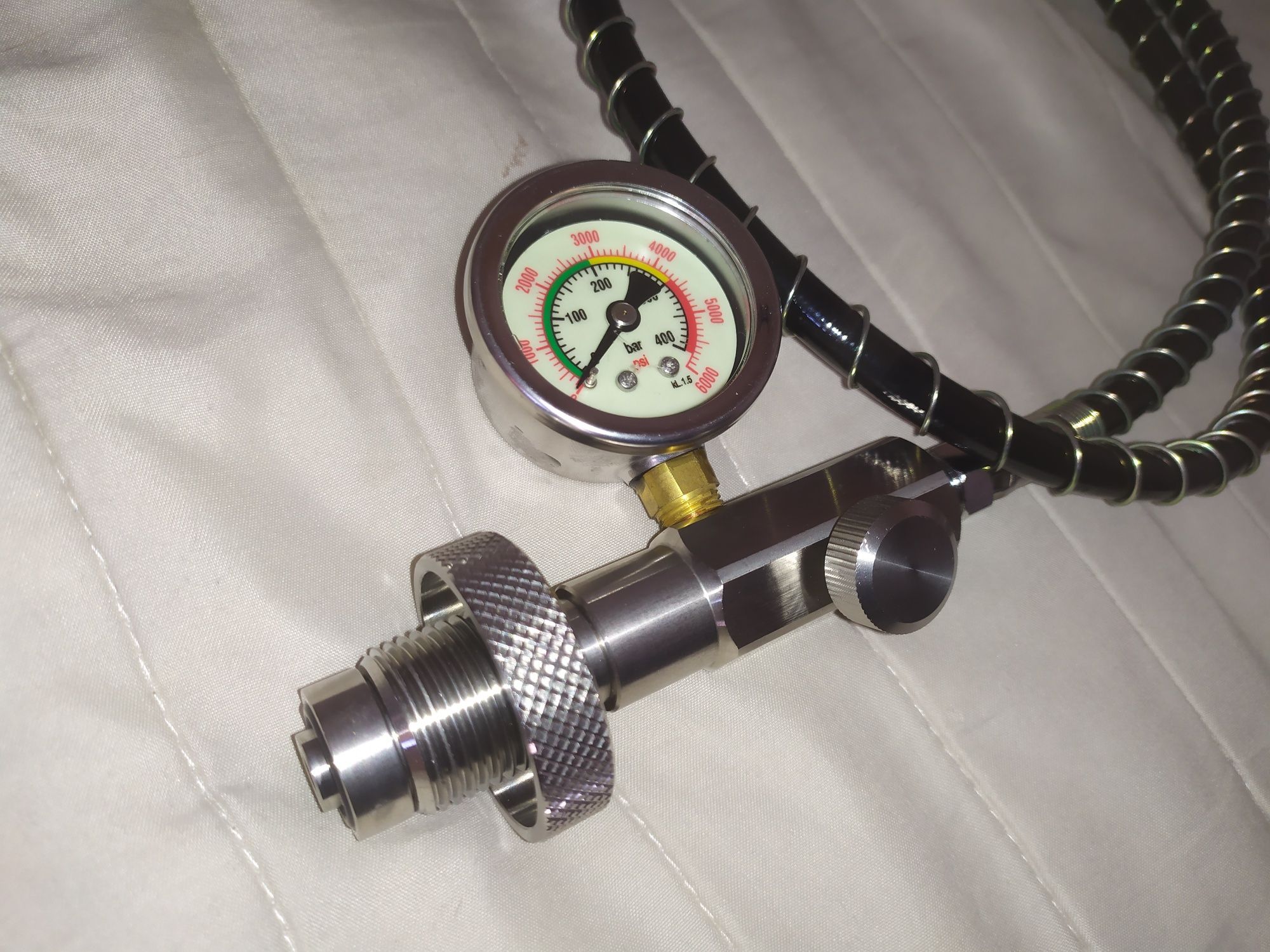 Przetoczka 300bar 4500psi PCP długi wąż 95cm w oplocie