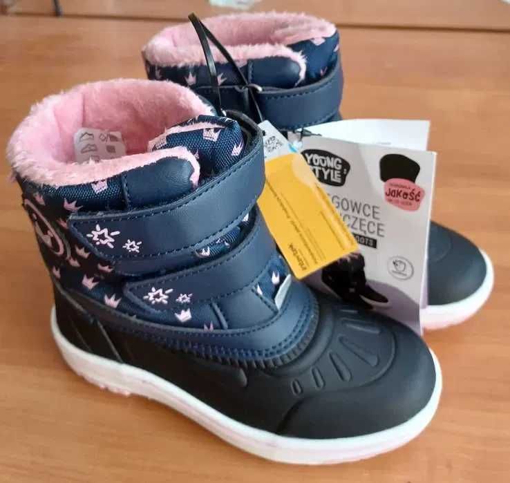 Nowe śniegowce dziewczęce buty zimowe Young Style roz 27