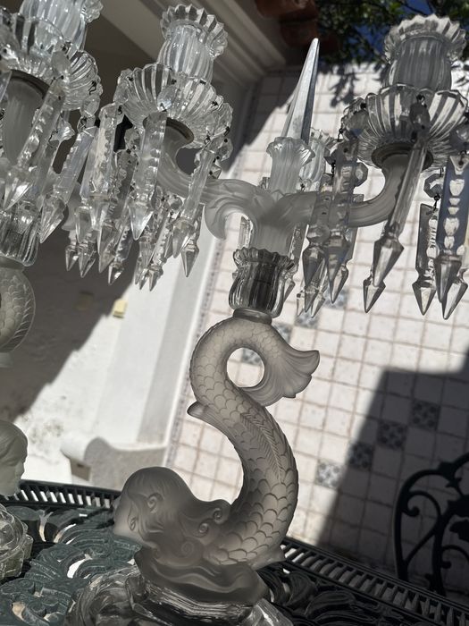 Candelabros estilo Baccarat Cristal Sereia de três lumes- par