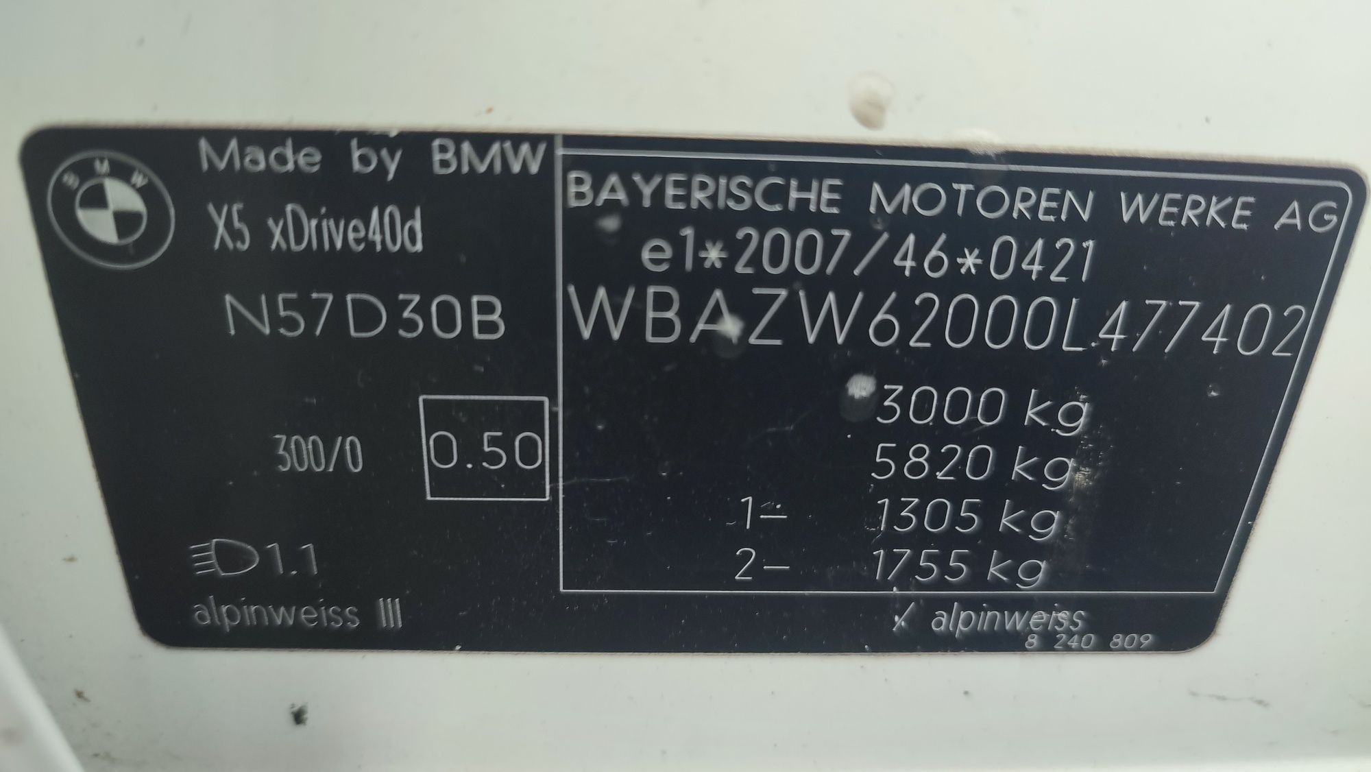 Maska pokrywa silnika Bmw E70 Lci Lift Alpineweiss 3