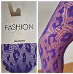 Rajstopy Calzedonia s/m i m/l fioletowe cętki panterka Animalier rete
