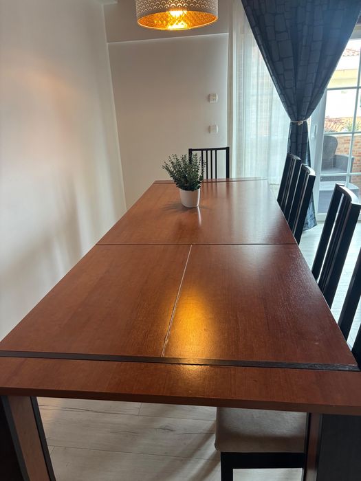 Mesa de cerejeira 6 lugares extensível até 10 + 5 cadeiras