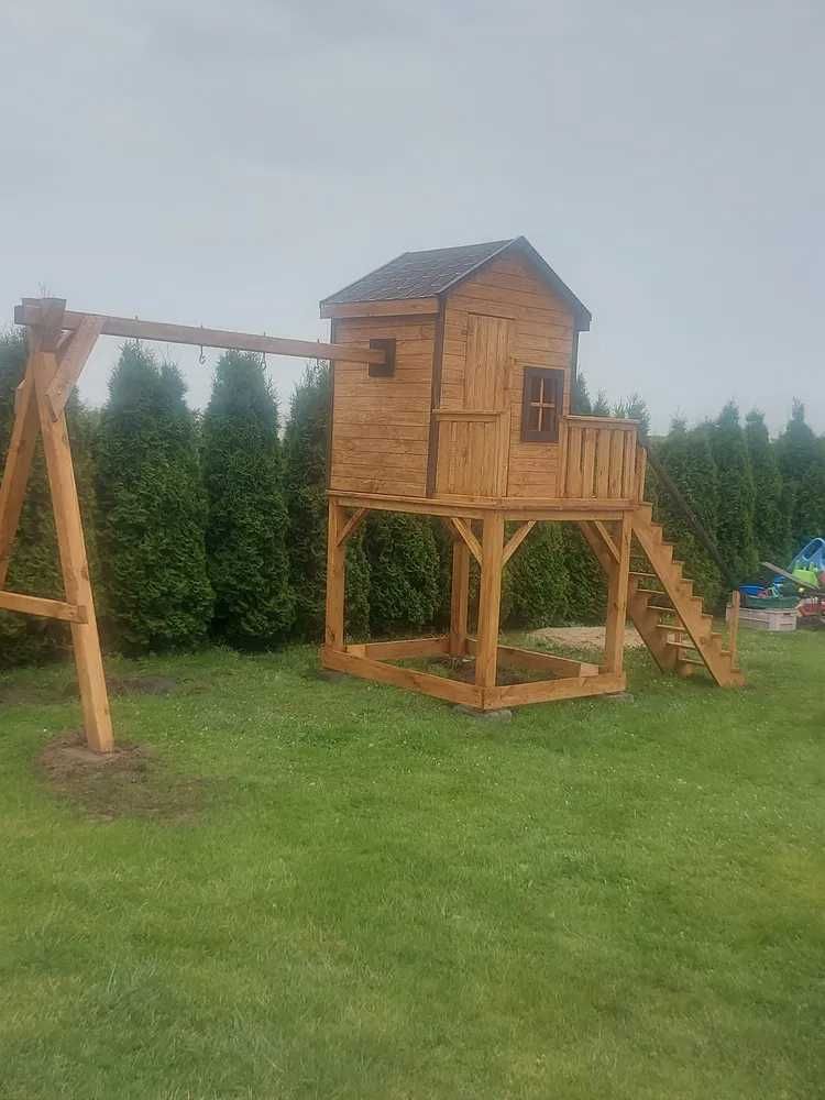 Plac zabaw - Domek dla dzieci z huśtawką  - MALOWANIE W CENIE!