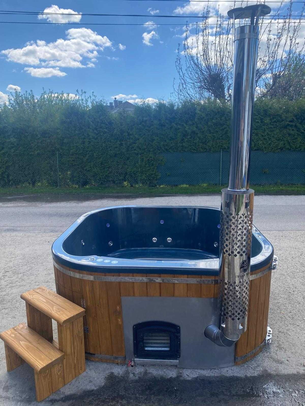 JACUZZI z piecem na drewno, hydromasaż, aeromasaż,kons.metalowa,LED