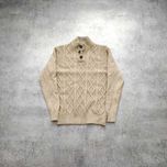 MĘSKI Elegancki PREMIUM Warkocz Pleciony Sweter Timberland Wełna Beż