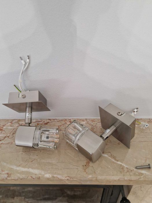 candeeiro de teto 2 focos cubos de gelo em inox e Led