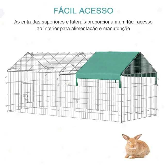 Gaiola para Animais de Estimação 220x103x103cm Prata e Verde