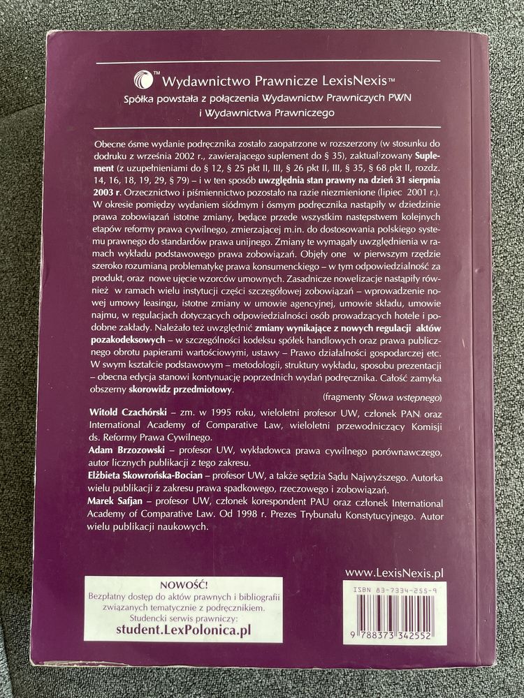 „Zobowiązania, zarys wykładu” Witold Czachórski, A. Brzozowski