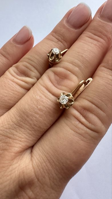 Серьги золотые СССР 585 , вес 3,45 грамм сережки золоті