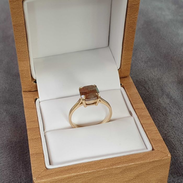 Pierścionek z diamentem 3,35 CT Brązowy Diament Antyczny Marmurowy