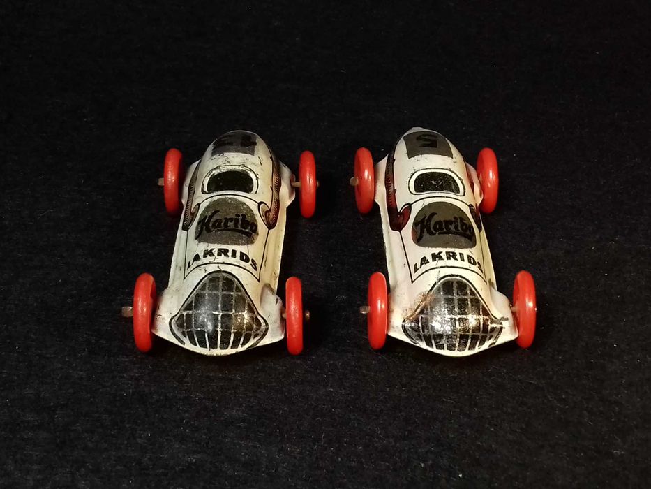 2 Haribo Lakrids - 1950's Tinplate Racer Cars - made in Germany