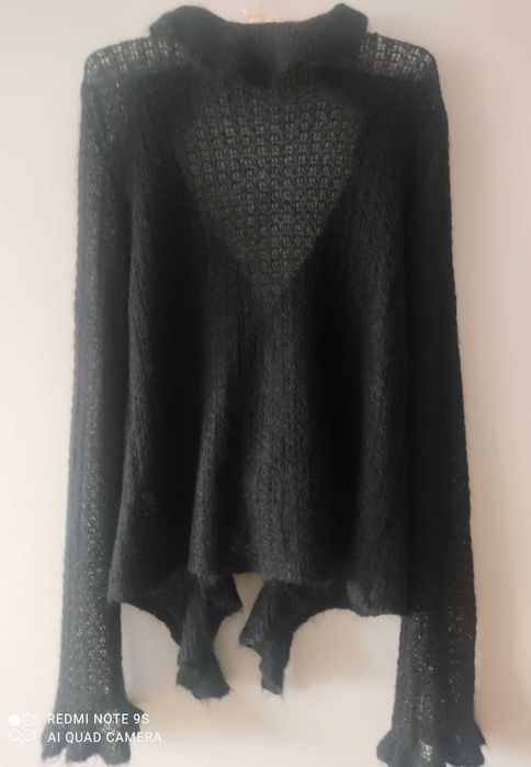 cienki czarny ażurowy sweterek moher r.L