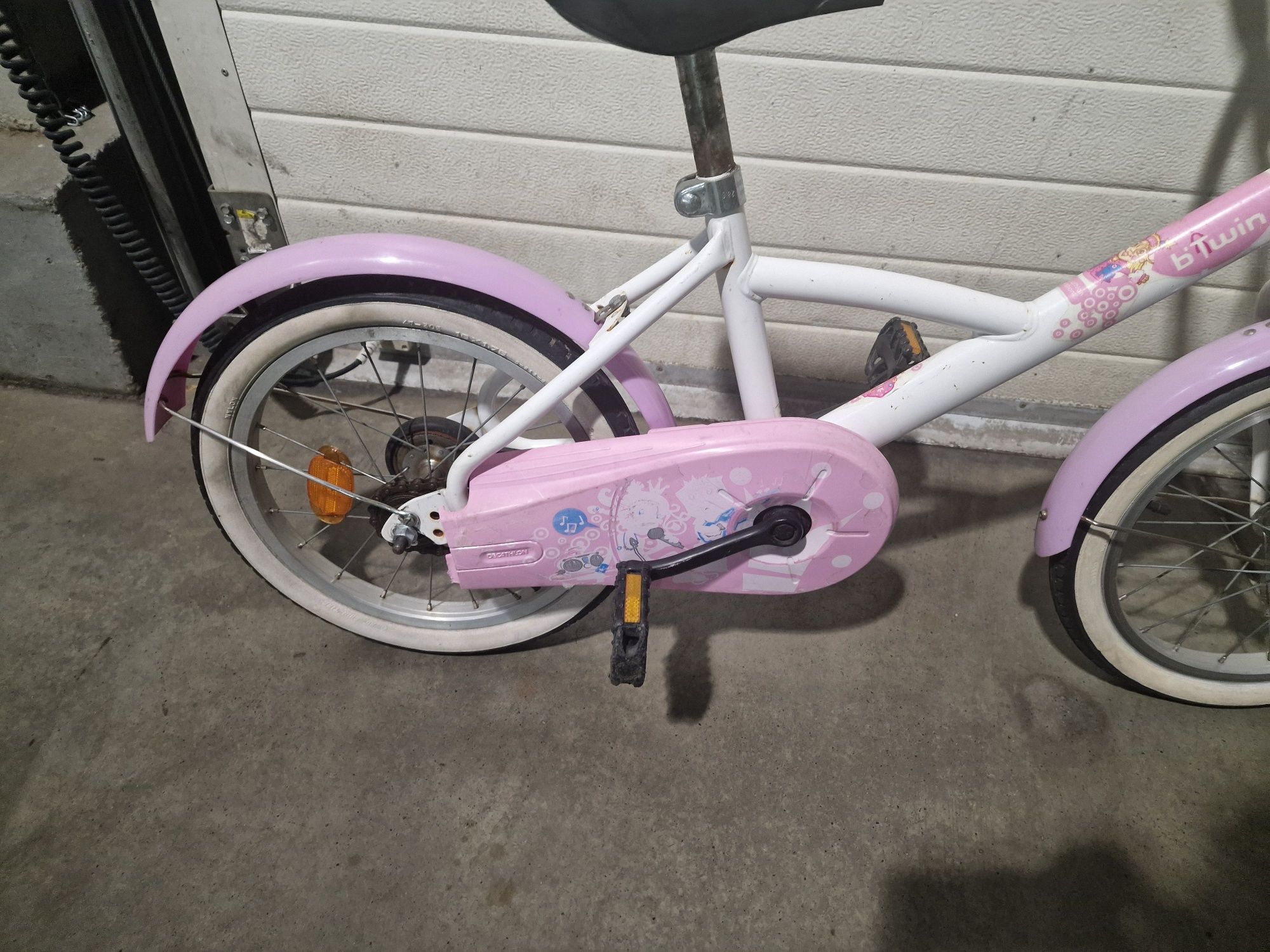 Rower B'Twin 16 cali różowo biały