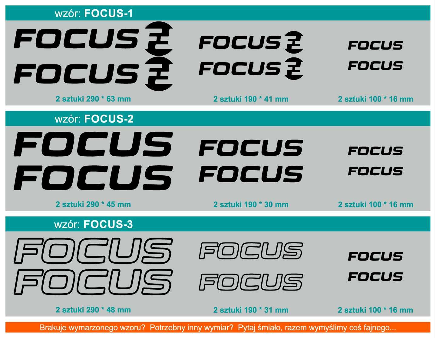FOCUS naklejki zastępcze na rower komplet 6 sztuk