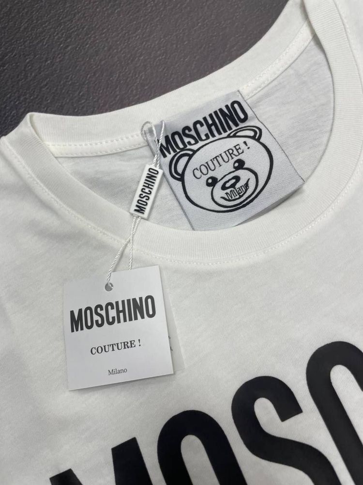 РАСПРОДАЖА -40%| Женская футболка Moschino|L-XL| белый|качество-LUX