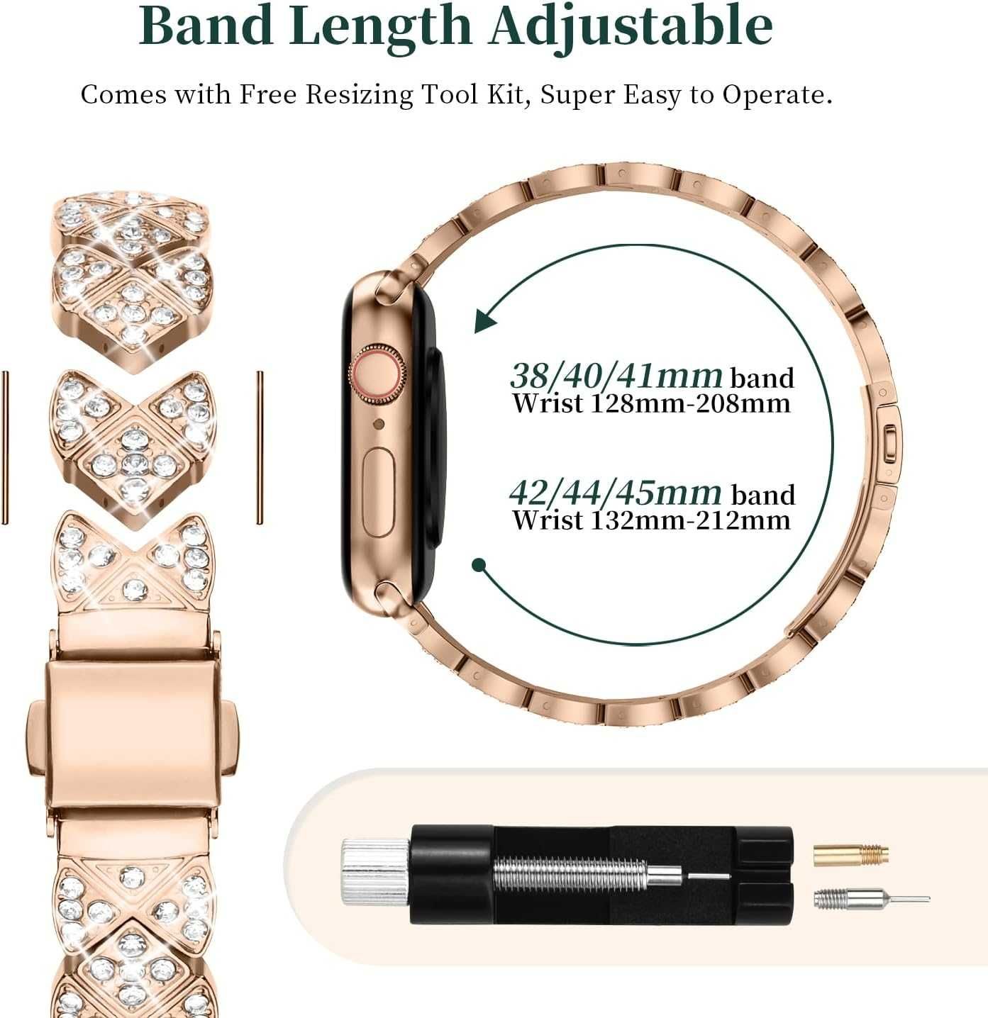 Wutwuk bransoleta diamenty Apple Watch SE 9/8/7/6/5 42/44/45/49mm