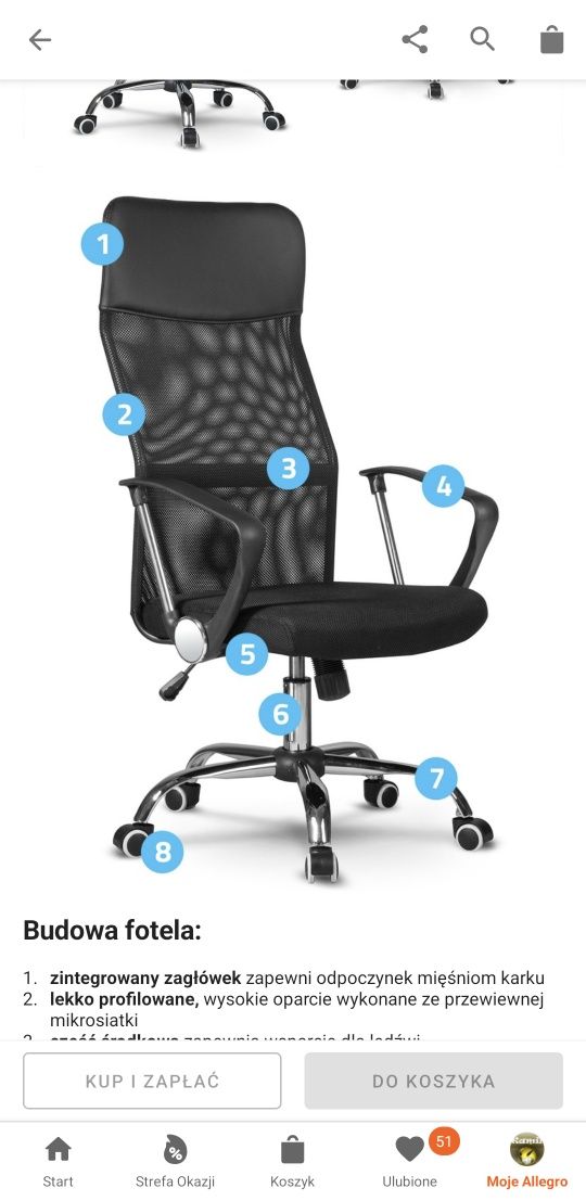 Krzeslo fotel obrotowy regulowany ergonomiczny