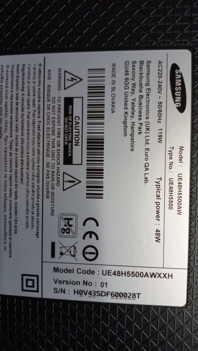Sprzedam tv samsung UE 48h5500 na części