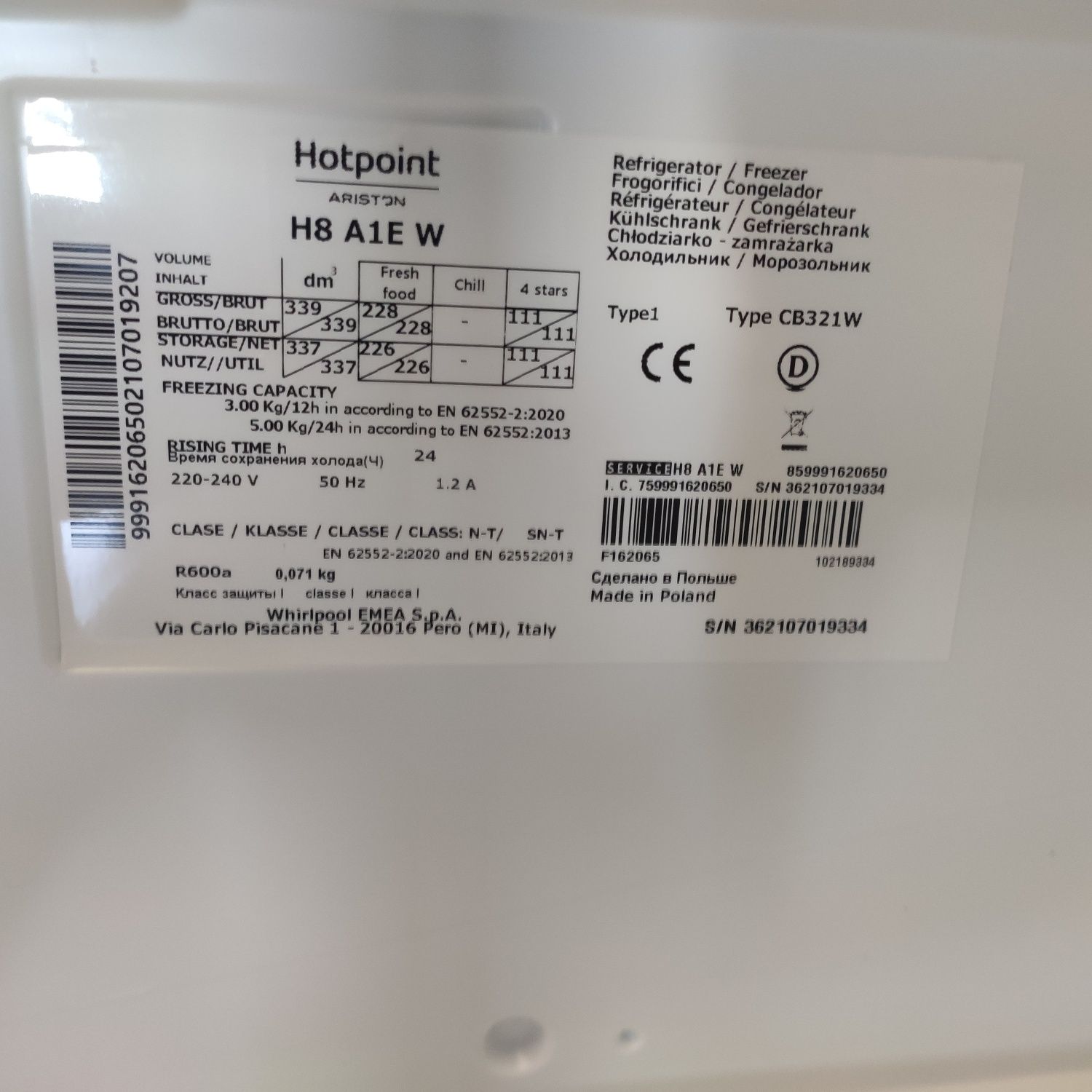 Frigorifico Ariston HotPoint