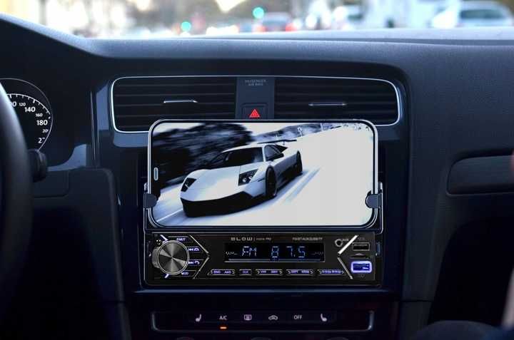 Radio Samachodowe z Uchwytem na telefon i pilotem Bluetooth USB AUX