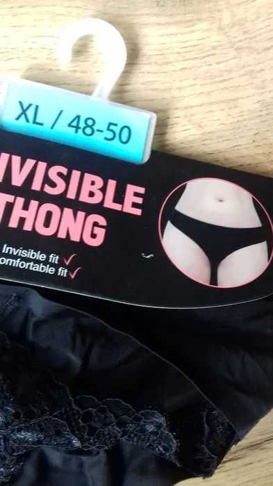 Majtki damskie stringi czarne + koronka XL 2 sztuki