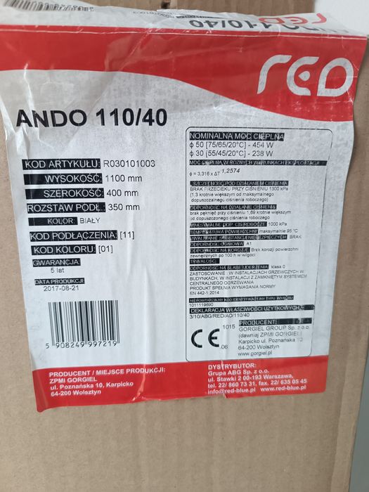 Grzejnik RED ANDO 110/40 Nowy