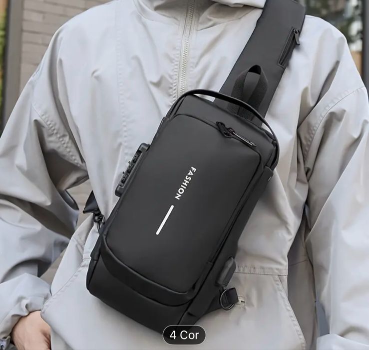 Bolsa de ombro com fecho de senha anto roubo