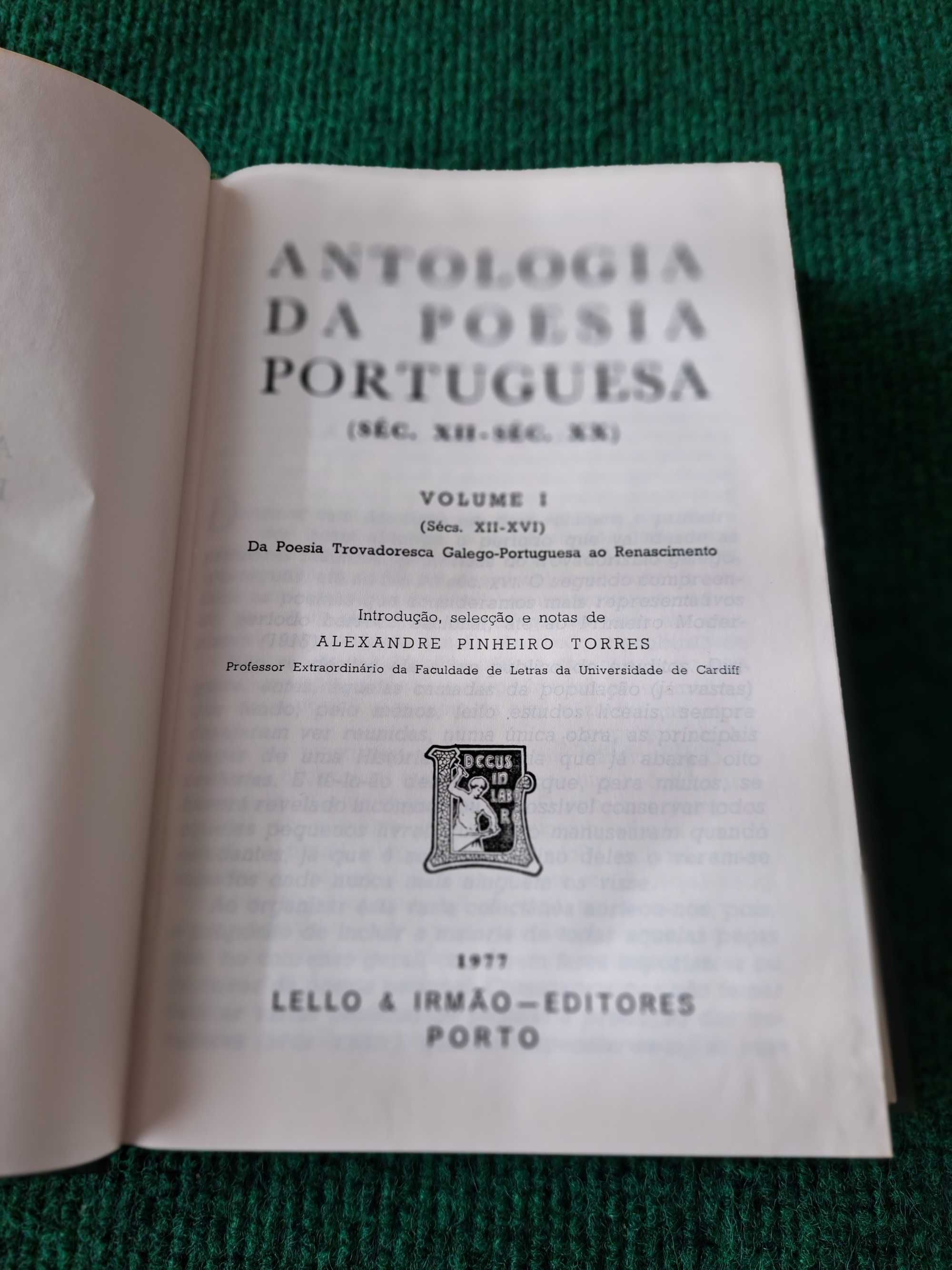 Antologia de Portuguesa - 2 Volumes - Lello & Irmão (1977)