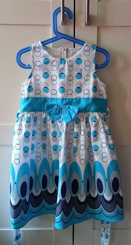 Sukieneczka 5-7 lat biało niebieska