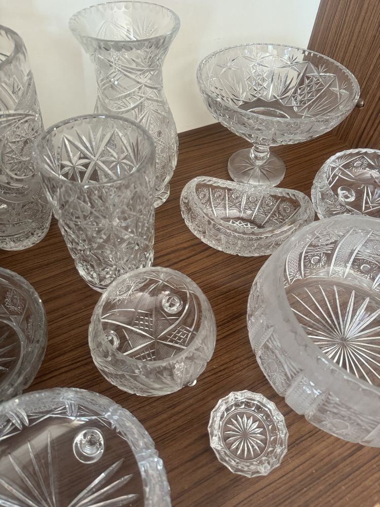 Zestaw krysztalow 12 sztuk krysztaly kryształowy wazon