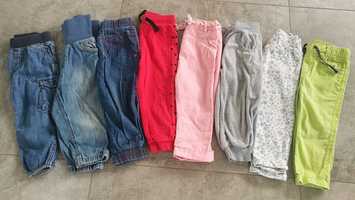 Zestaw spodnie 86 dla dziewczynki jeansy dresy chinosy