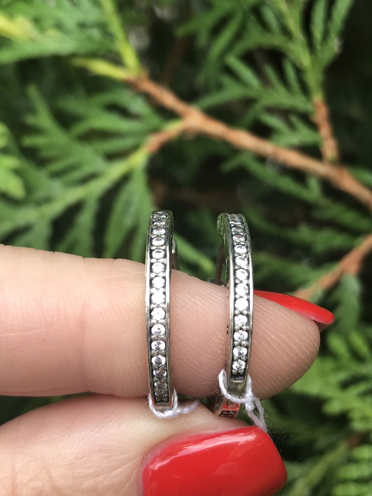 Нові срібні сережки в стилі Пандора, срібло 925 проба