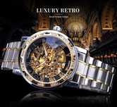zegarek srebrny SKELETON mechaniczny na RUBINACH --> metalowy