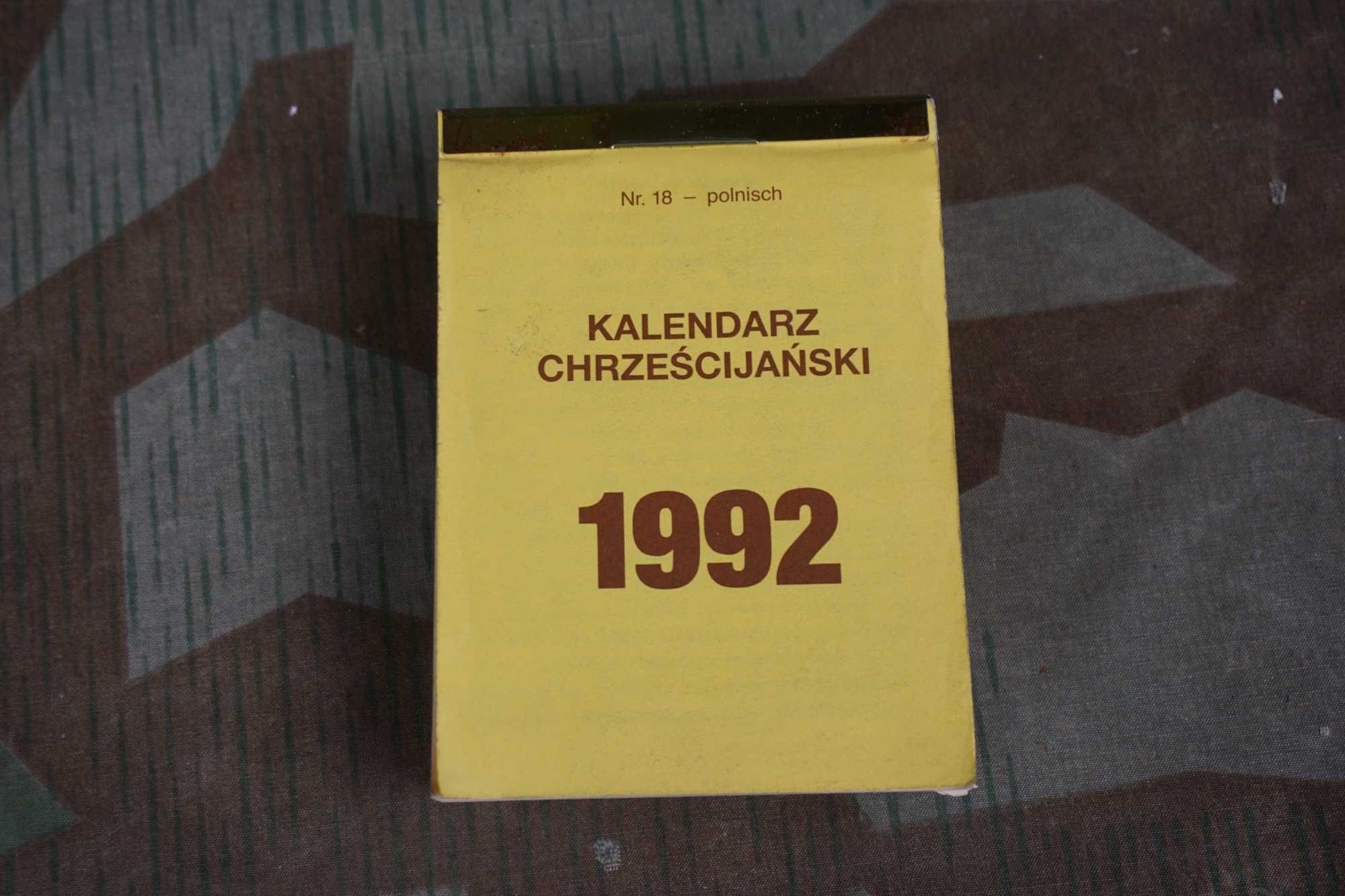Kalendarz zdzierak zdzierany  listkowy 1992