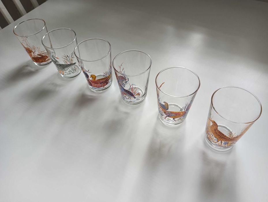 Szklanki zdobione (komplet) - kolekcja PRL