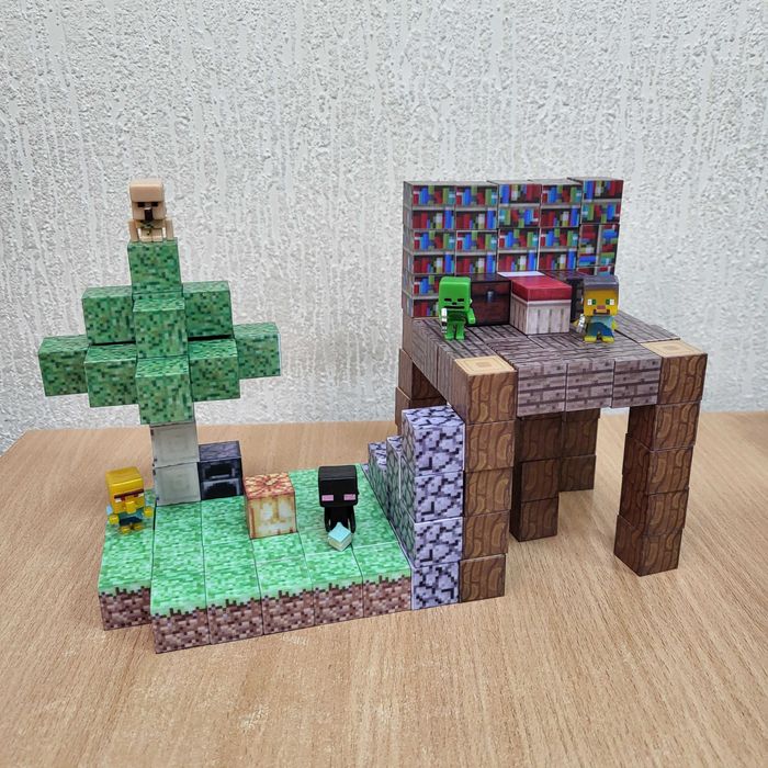 Магнітний конструктор майнкрафт 128 магнітних блоків база Dream World