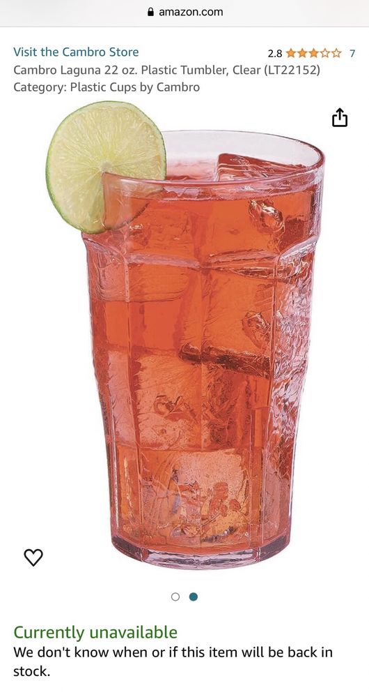 Стакан для пляжа пластиковый США оригинал Highball Cambro Laguna