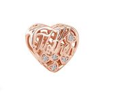 Charms Miłość Mama serce Rose złoto różowe do bransoletki Pandora S925