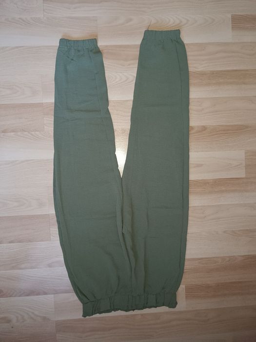 Jak nowe Spodnie ściągacz lato cienkie zwiewne zielone oliwka rozmi