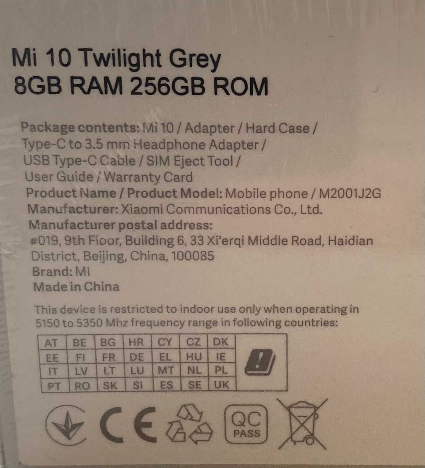 Xiaomi Mi 10 5G Grey, Green 8/256gb 1600zł CHMIELNA 106