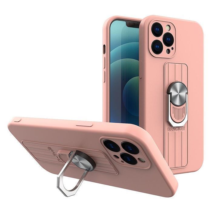 Etui Ring Case z Uchwytem na Palec do iPhone 13 - Różowe